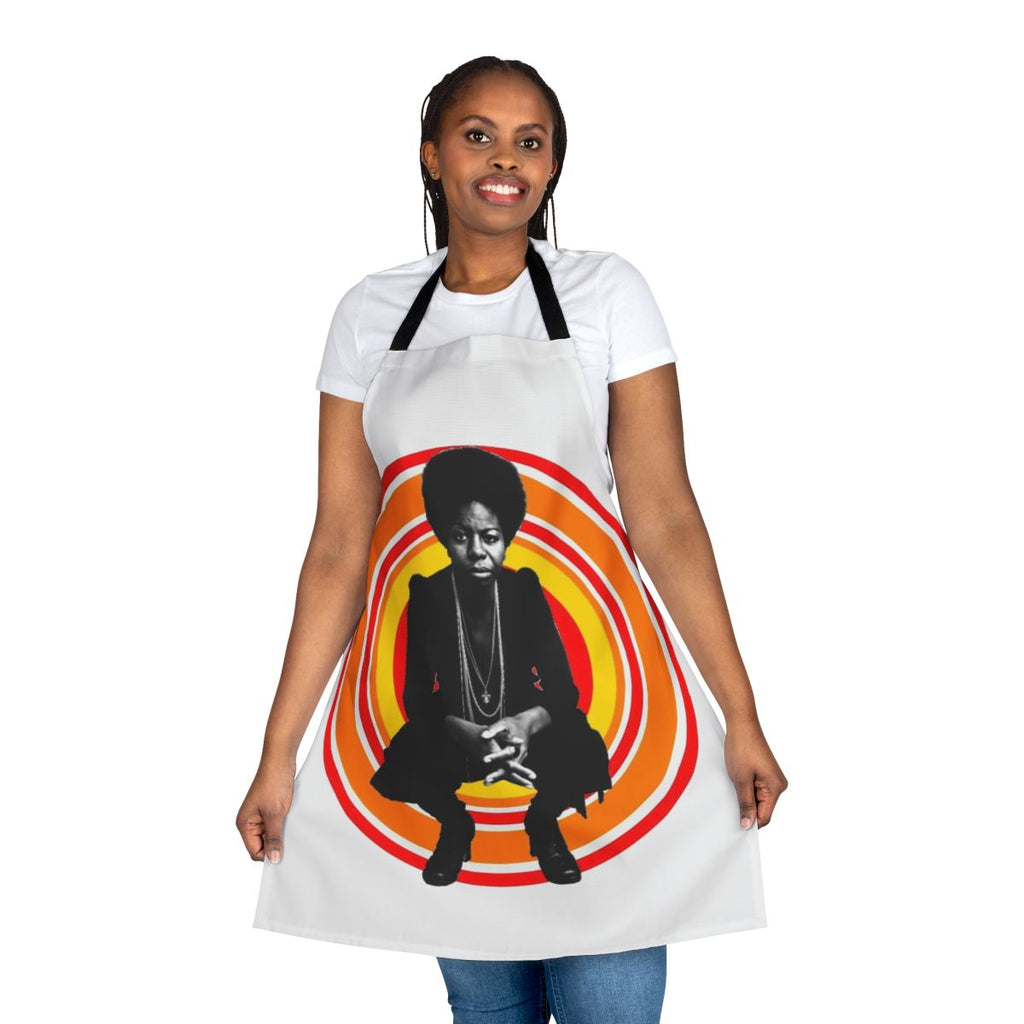 Retro-style apron featuring the portrait of iconic jazz musician Nina Simone
