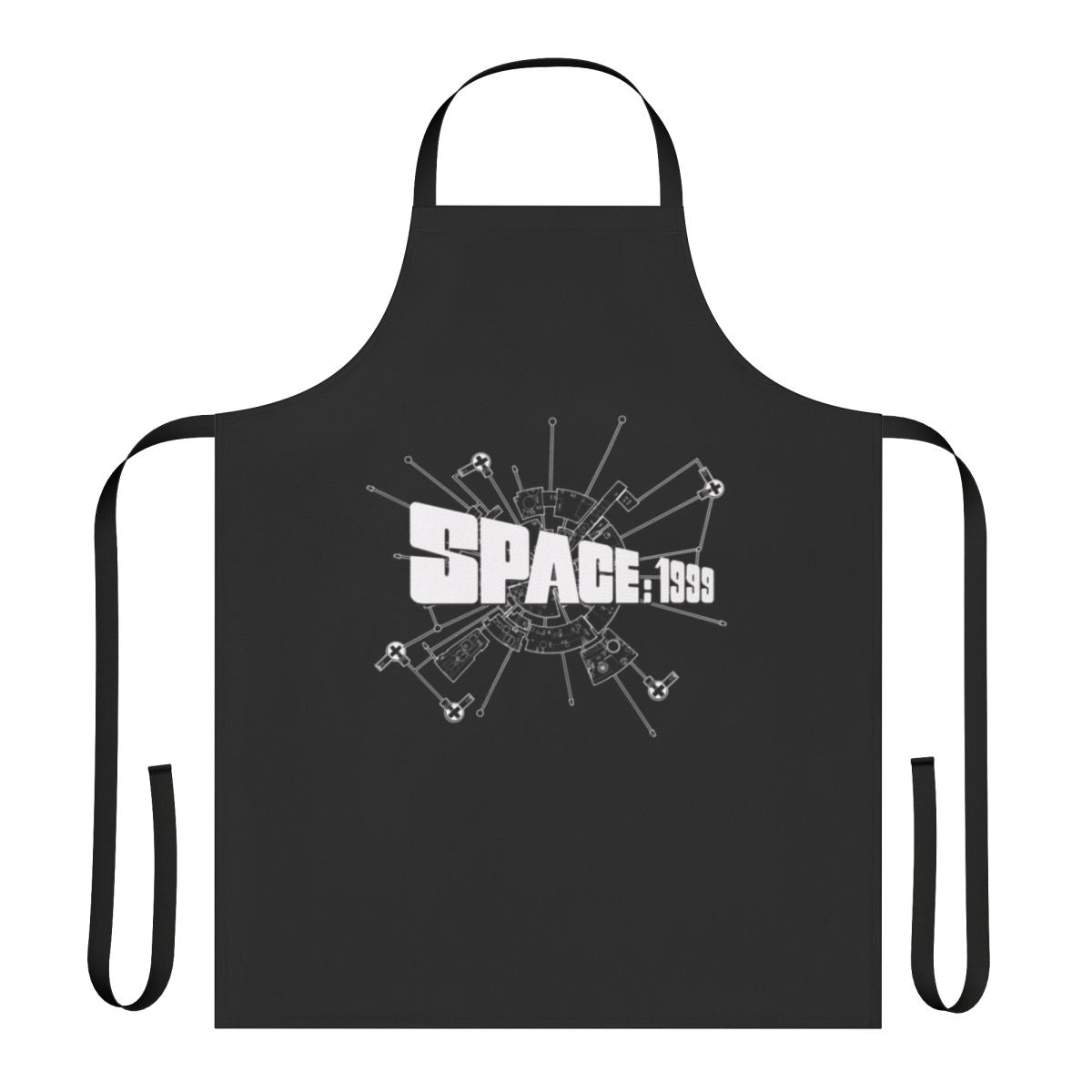 Retro-style apron featuring the iconic Space 1999 logo and diagram design
