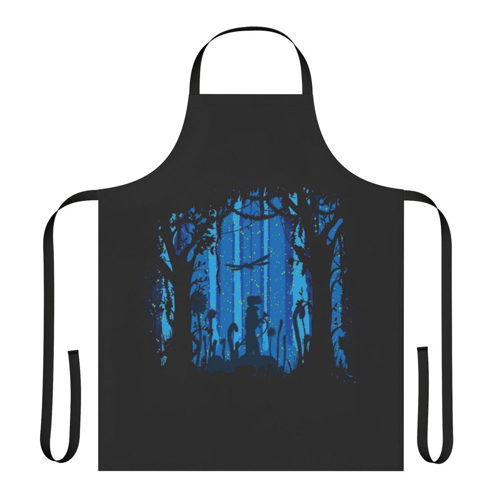 Vintage-inspired apron with a toxic jungle design, perfect for fantasy and sci-fi fans.