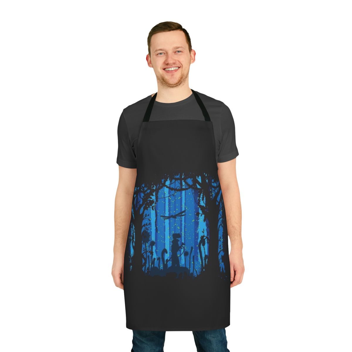 Vintage-inspired apron with a toxic jungle design, perfect for fantasy and sci-fi fans.