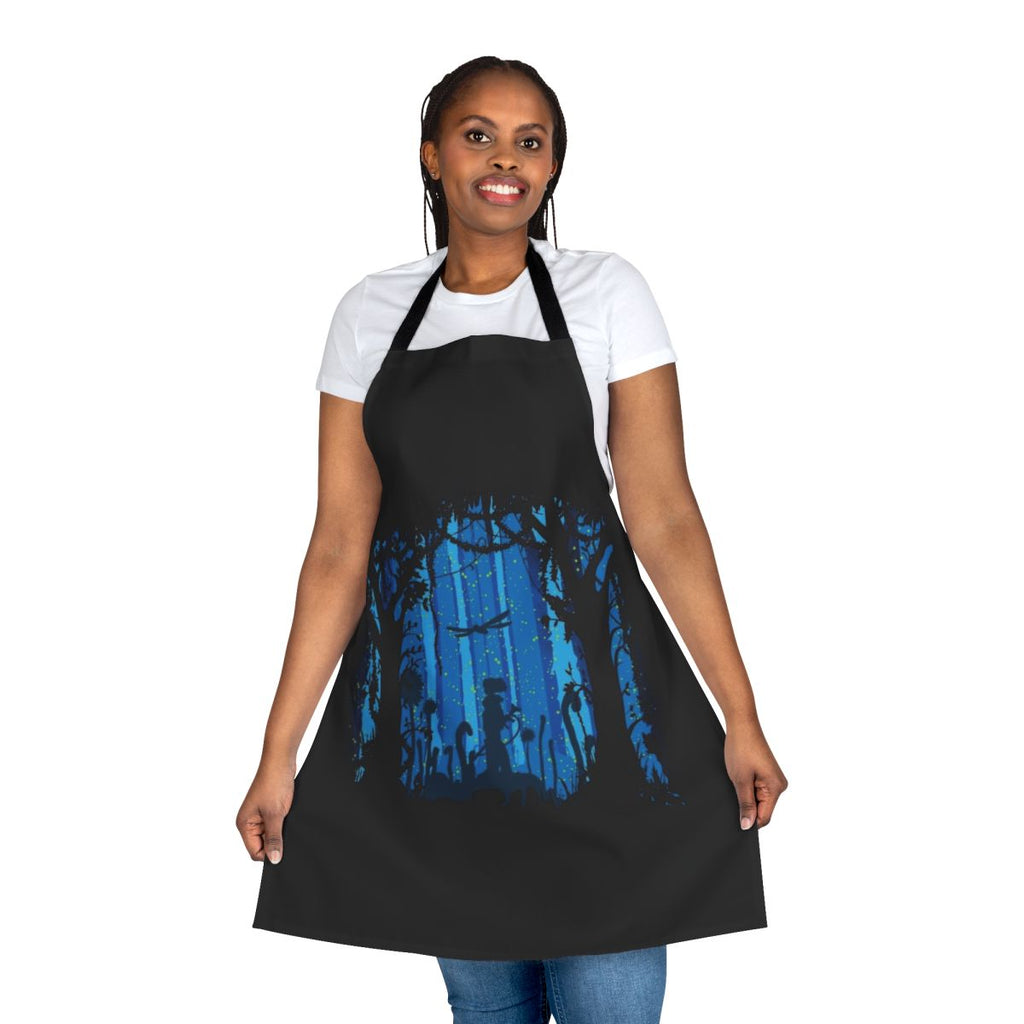 Vintage-inspired apron with a toxic jungle design, perfect for fantasy and sci-fi fans.