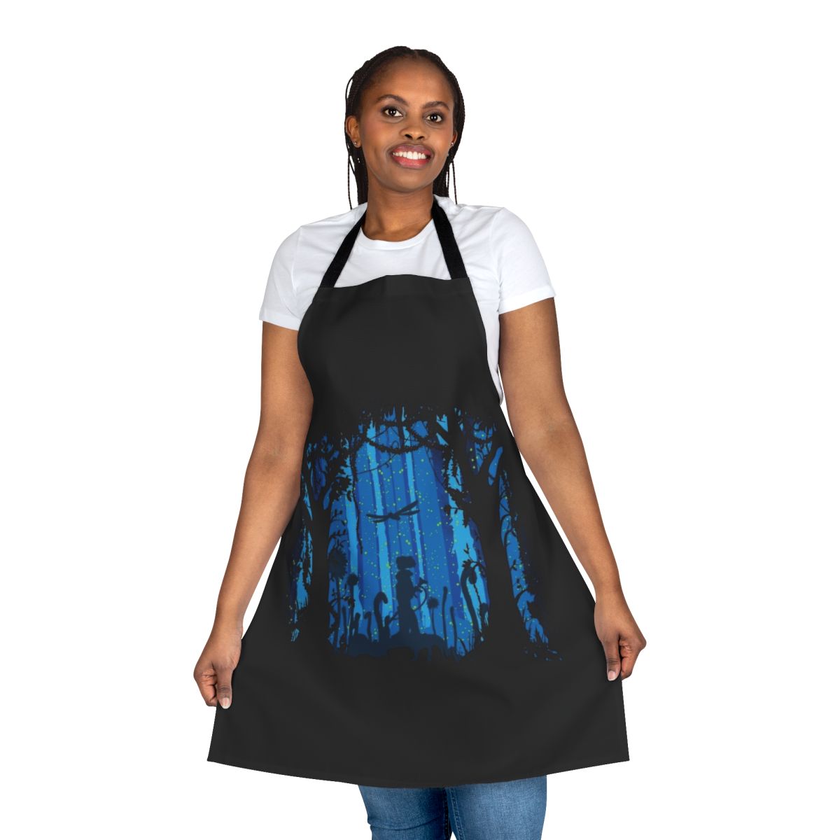 Vintage-inspired apron with a toxic jungle design, perfect for fantasy and sci-fi fans.
