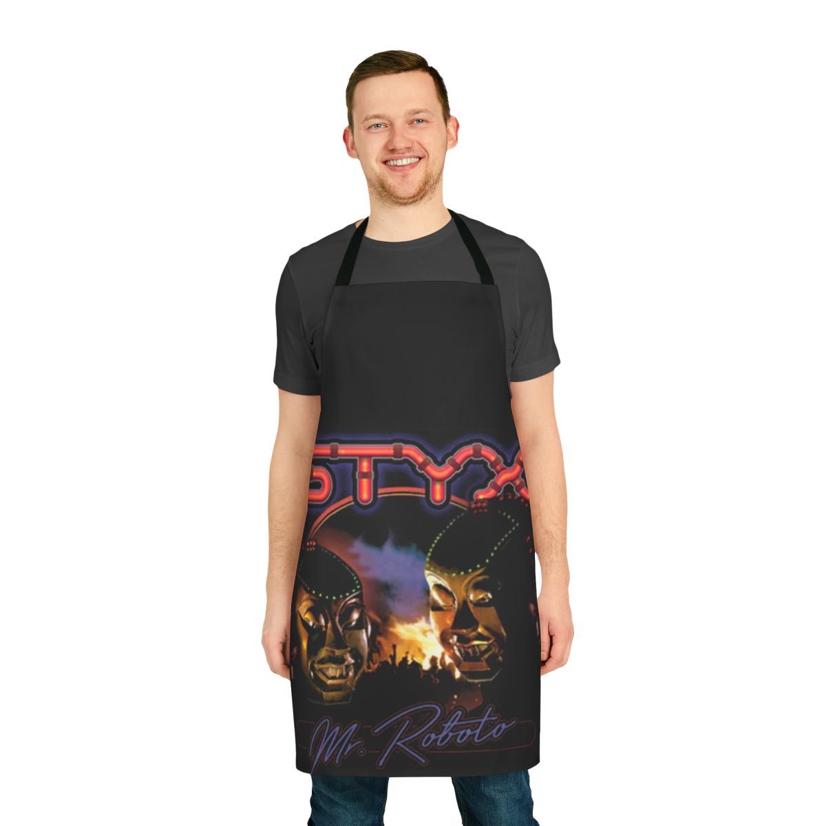 Retro Styx band-inspired apron with vintage graphics