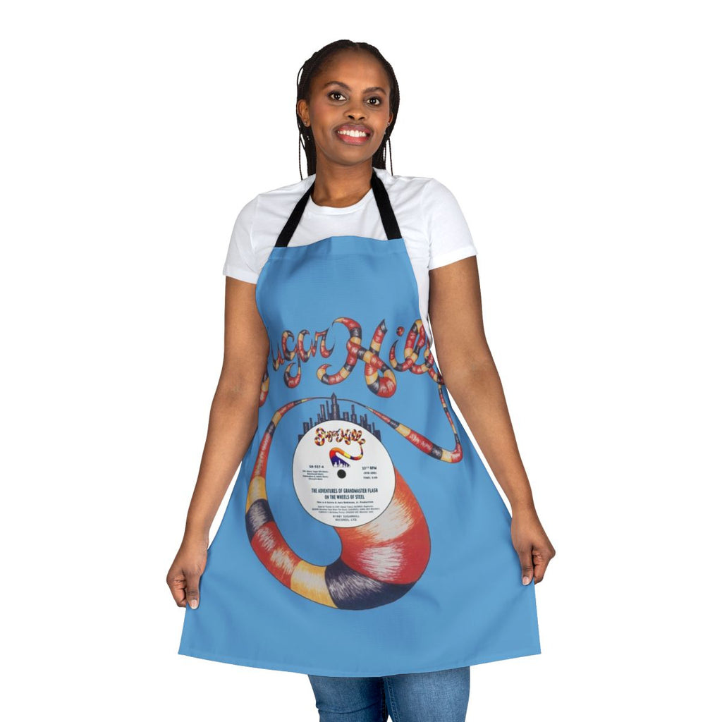 Retro Sugar Hill Hip Hop Inspired Apron with Turntable and Microphone Graphics