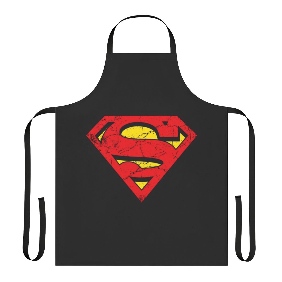 Retro superhero apron with vintage Super Man logo design