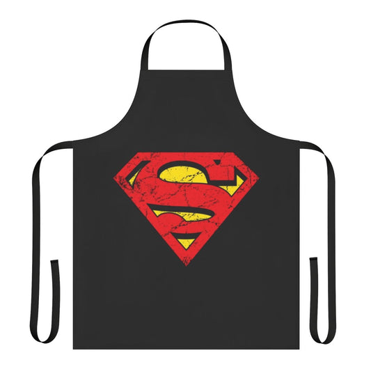 Retro superhero apron with vintage Super Man logo design