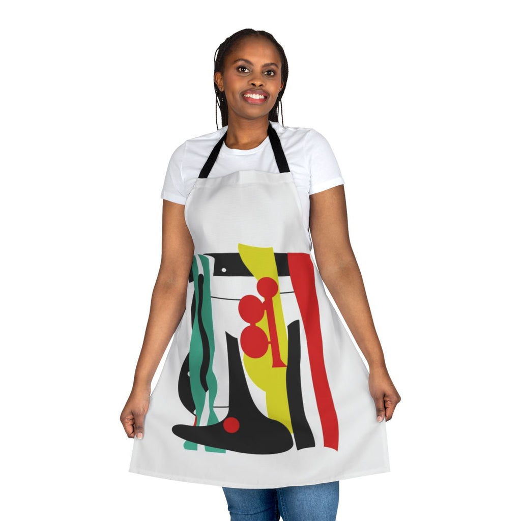 Retro-style silver and black apron with Ace Nemesis superhero design