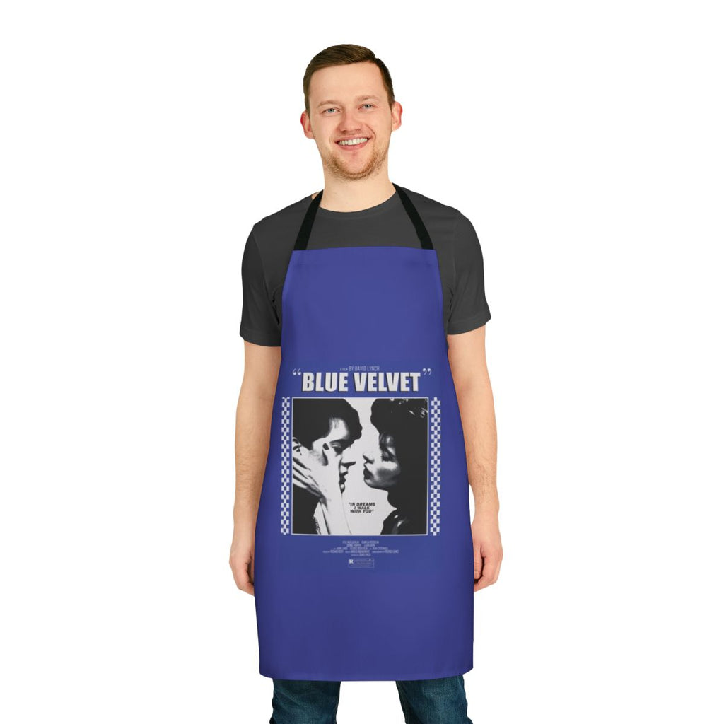 Blue Velvet movie poster-inspired apron with surreal, retro design