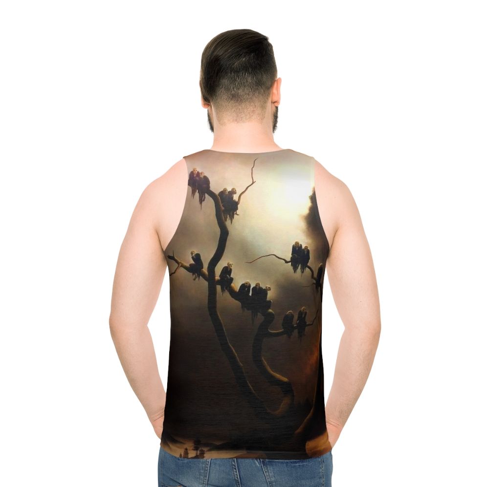 Retro surreal ghost tree unisex tank top