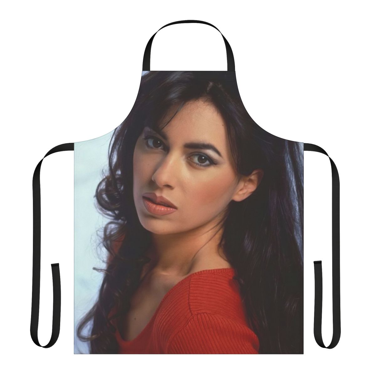 Vintage-style apron featuring Susanna Hoffs, the famous singer and icon of 1980s pop music