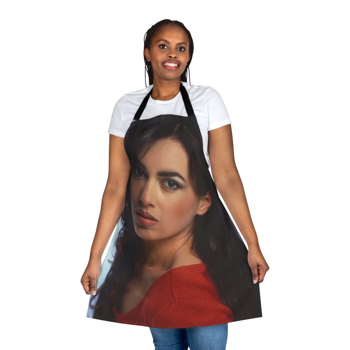 Vintage-style apron featuring Susanna Hoffs, the famous singer and icon of 1980s pop music