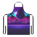 Retro-inspired synthwave apron with vibrant neon colors and futuristic design
