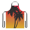Retro synthwave inspired apron featuring a vibrant Miami sunset scene with palm trees