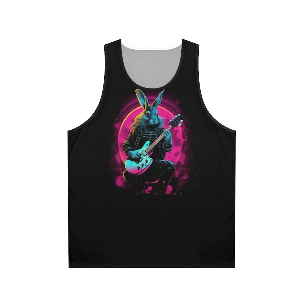 Retro Synthwave Rabbit Guitarist Unisex Tank Top