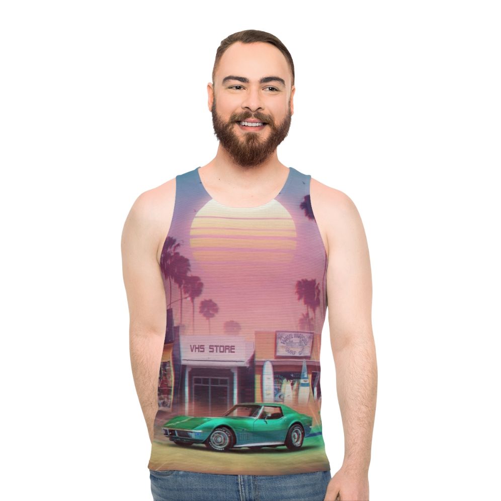 Retro Synthwave Sunset Drive Unisex Tank Top