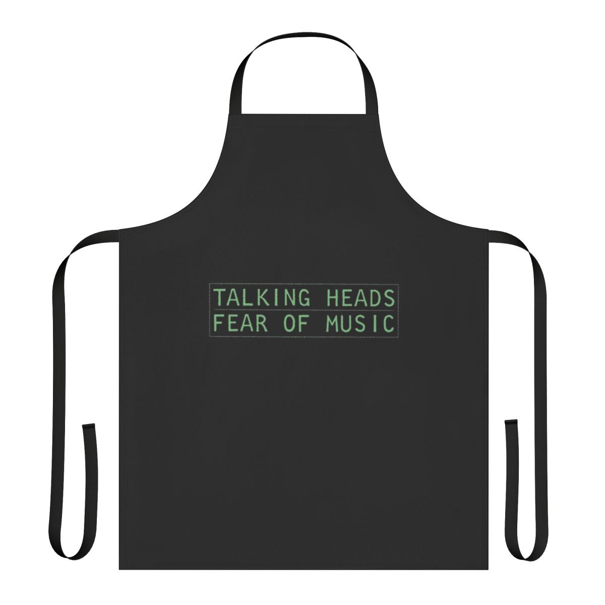 Retro-style apron featuring the album cover art for Talking Heads' "Fear of Music"