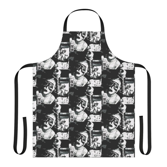 Vibrant 90s pop art style Tank Girl graphic printed on durable apron