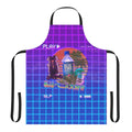 Vaporwave-inspired apron featuring neon palm trees, retro tech elements, and a vibrant aesthetic