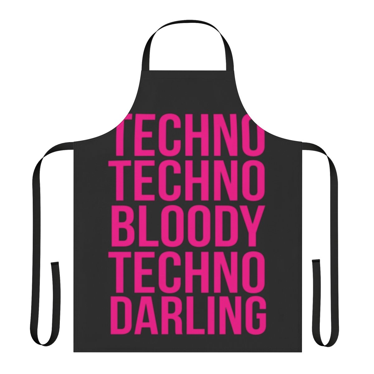 Retro techno-themed apron decorated with images from the TV show 'Absolutely Fabulous'