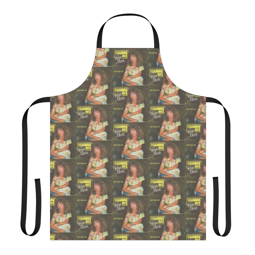 Retro square biz apron with Teena Marie and 80s music theme
