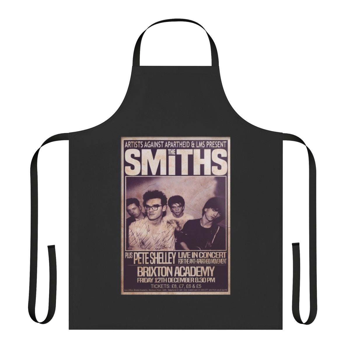 Retro The Smiths 1986 Final Concert Apron featuring the iconic band's logo and album artwork