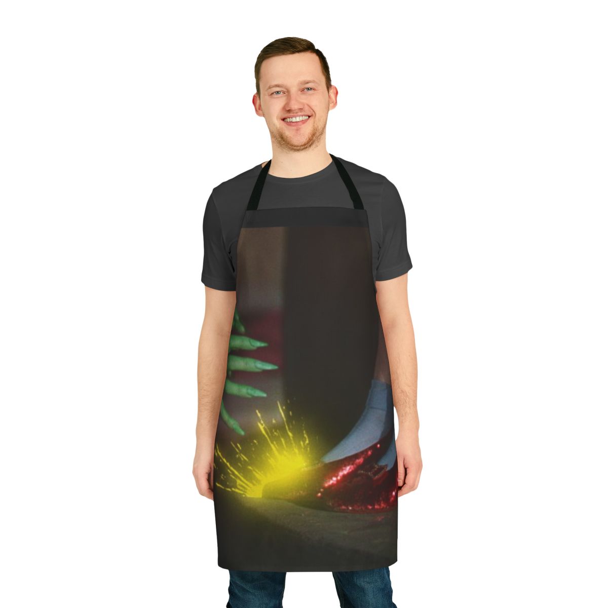Vintage-style apron featuring the ruby slippers scene from the classic film "The Wizard of Oz"