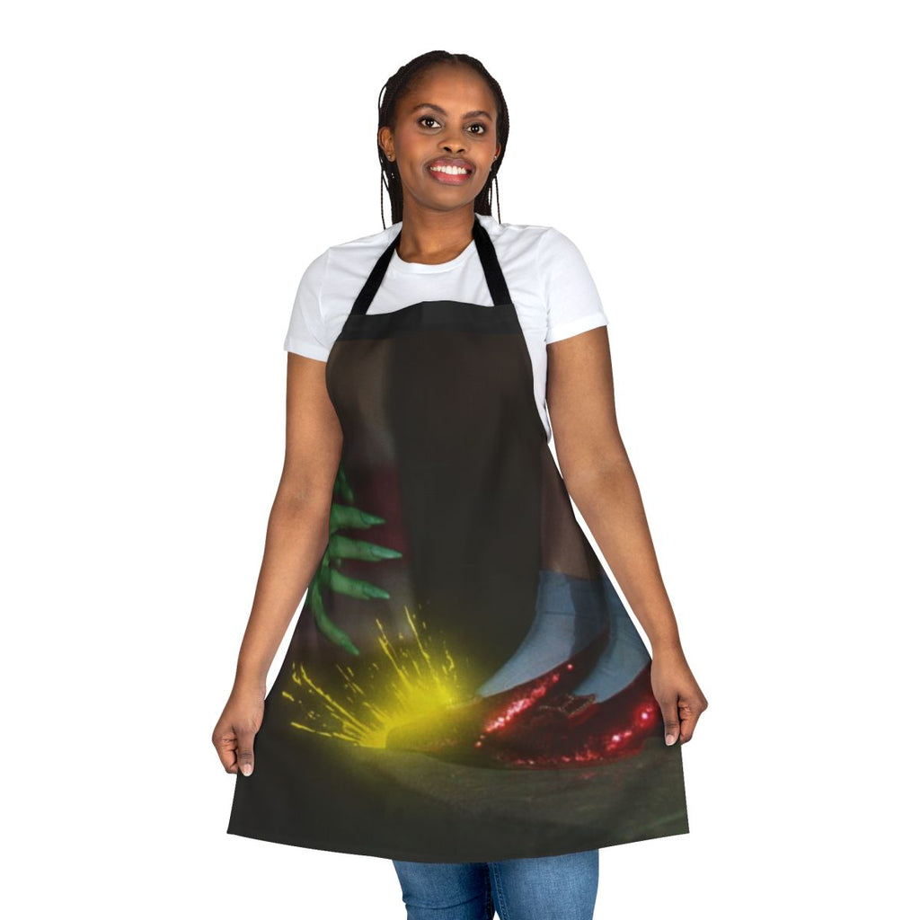 Vintage-style apron featuring the ruby slippers scene from the classic film "The Wizard of Oz"