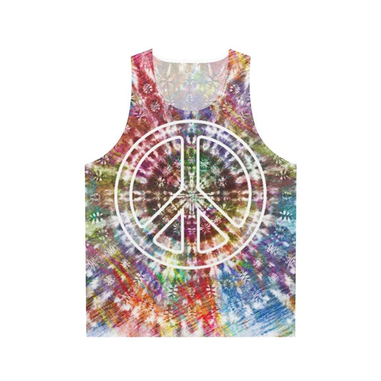 Retro tie dye peace sign psychedelic design unisex tank top