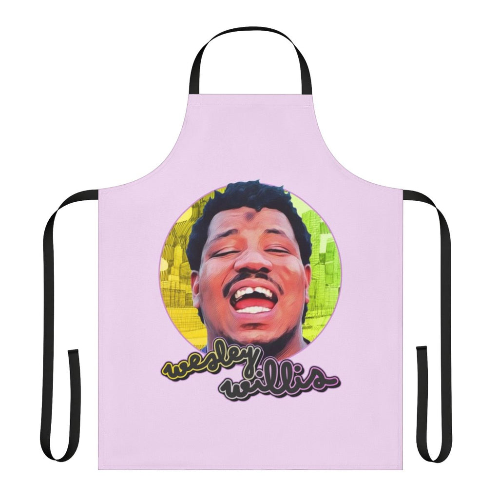 Retro apron featuring a visual tribute to the legendary Chicago artist and musician Wesley Willis
