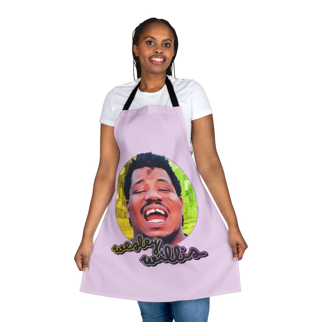 Retro apron featuring a visual tribute to the legendary Chicago artist and musician Wesley Willis