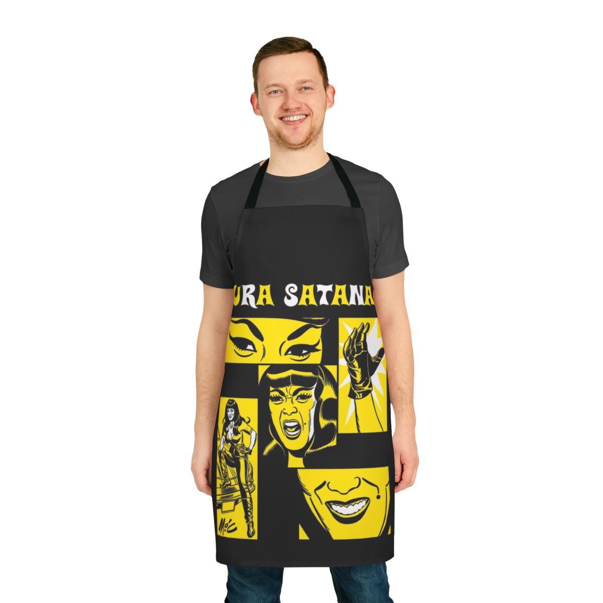 Retro Tura Satana inspired apron with tiki and ohana design