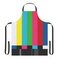 Vintage SMPTE color bars pattern on a kitchen apron