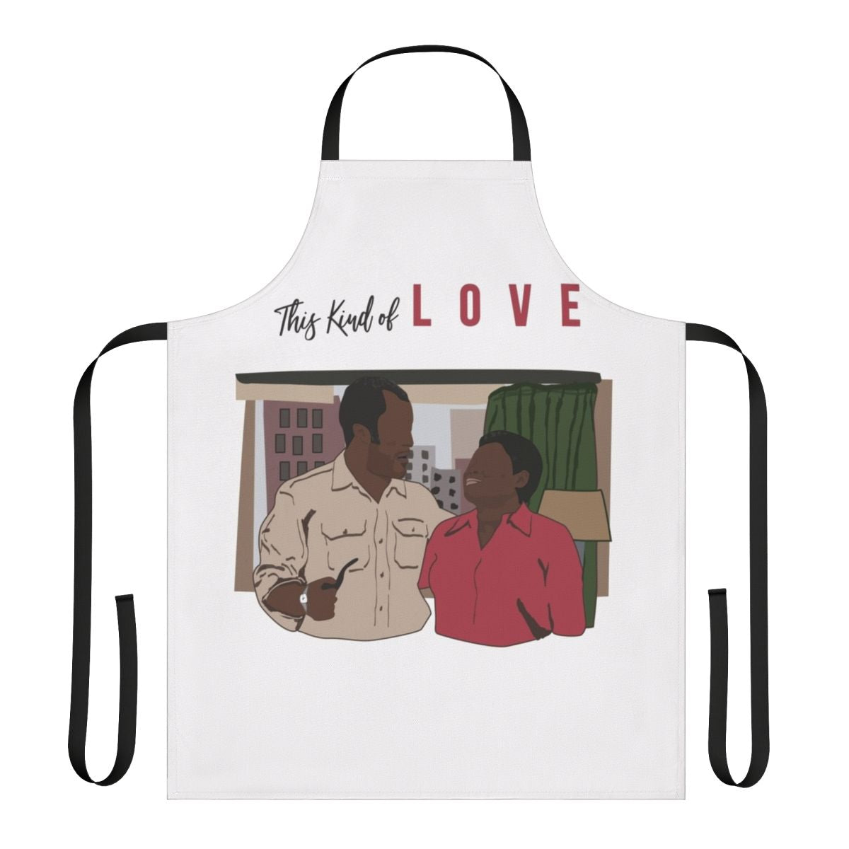 Apron featuring retro pop art design inspired by the 90s TV show 'Good Times'