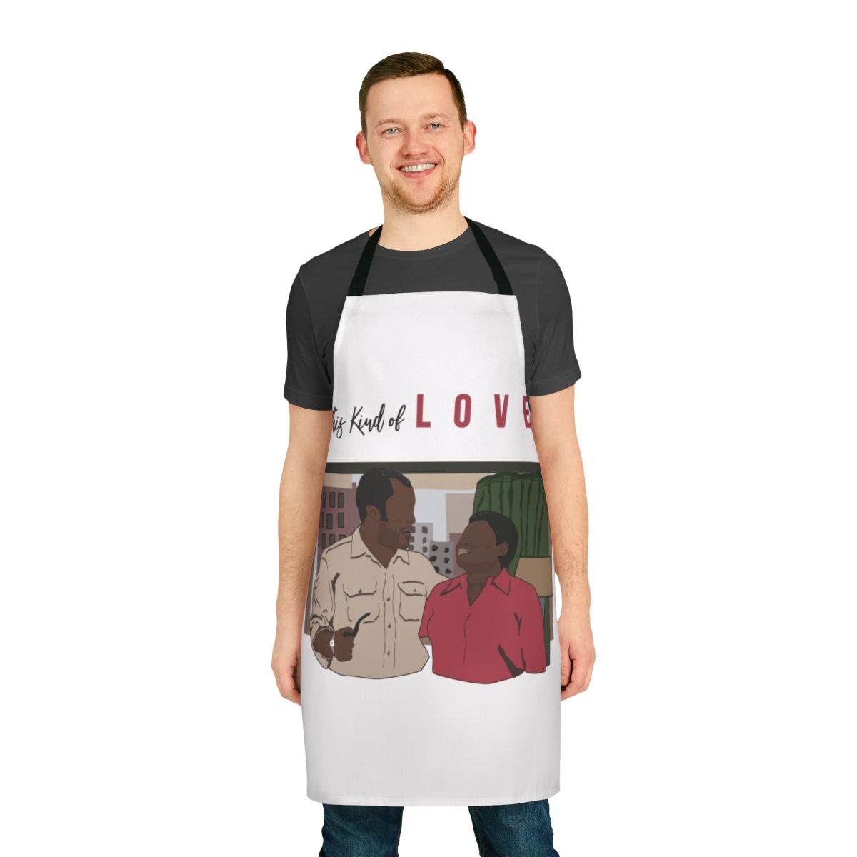 Apron featuring retro pop art design inspired by the 90s TV show 'Good Times'