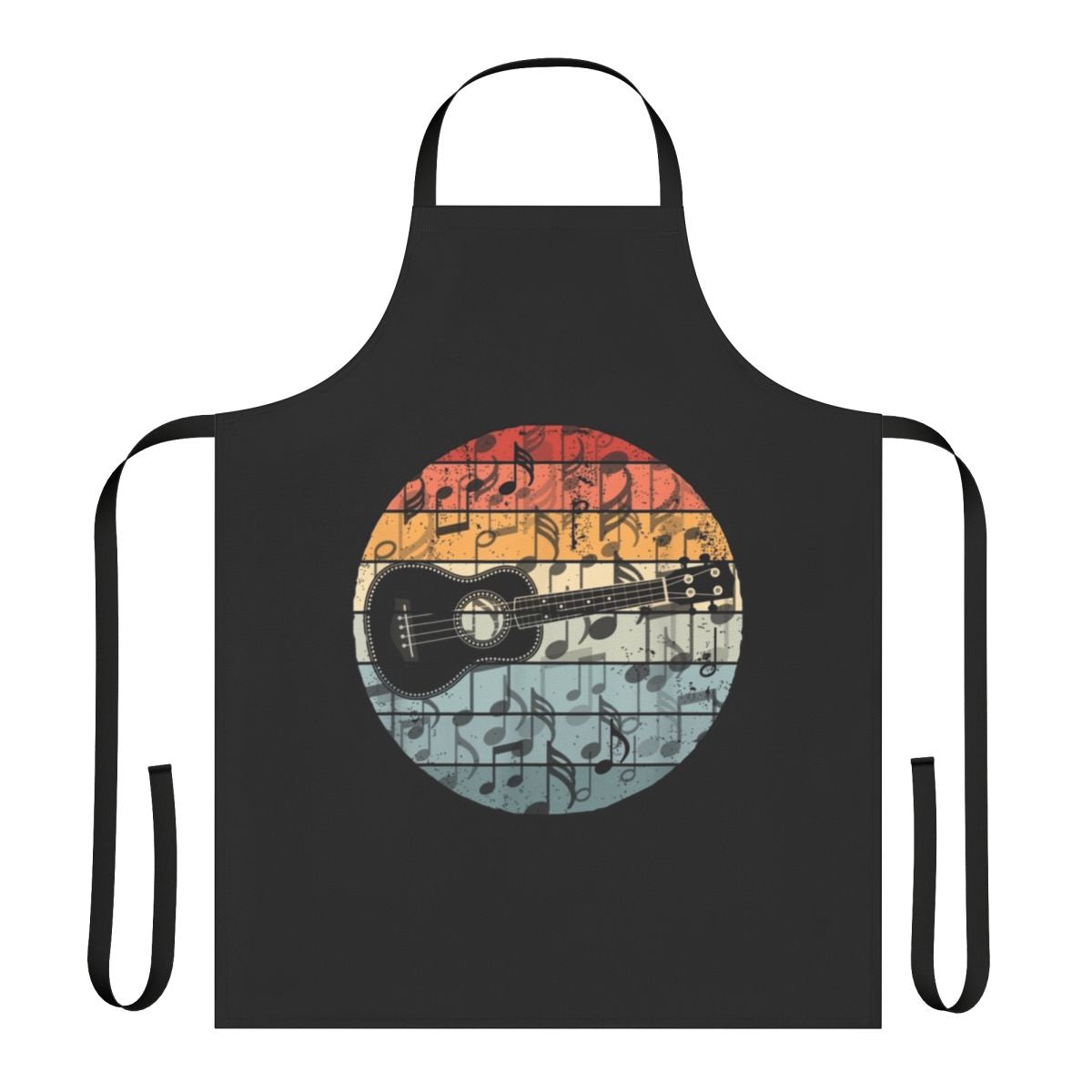 Retro ukulele player wearing a funny ukulele music apron