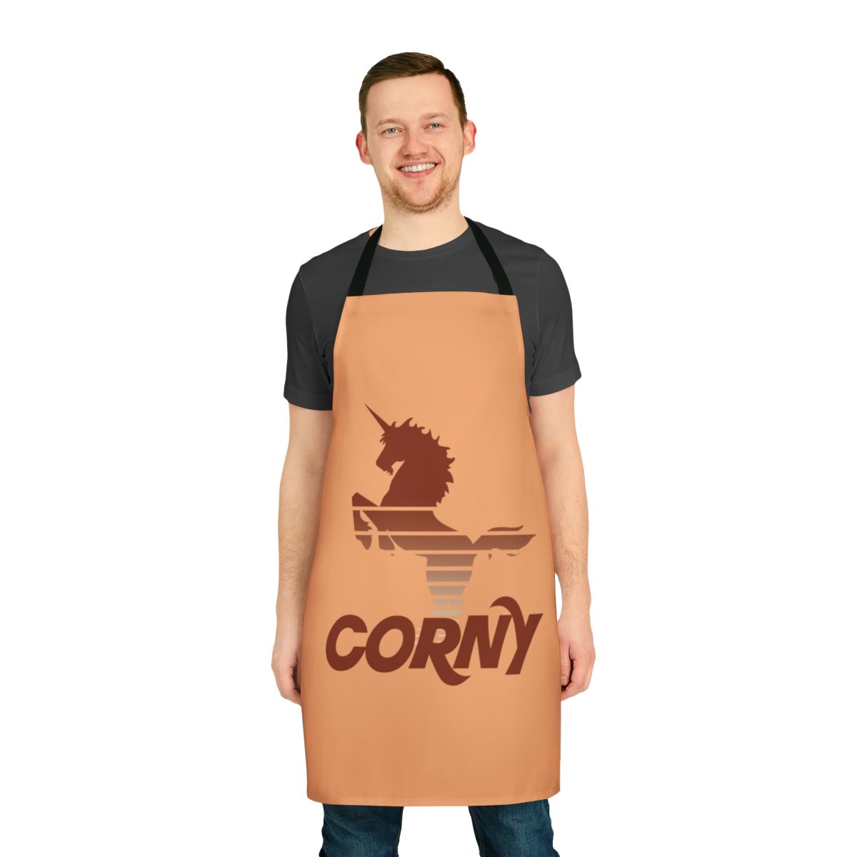 Vibrant unicorn-themed apron with retro 80s-inspired design