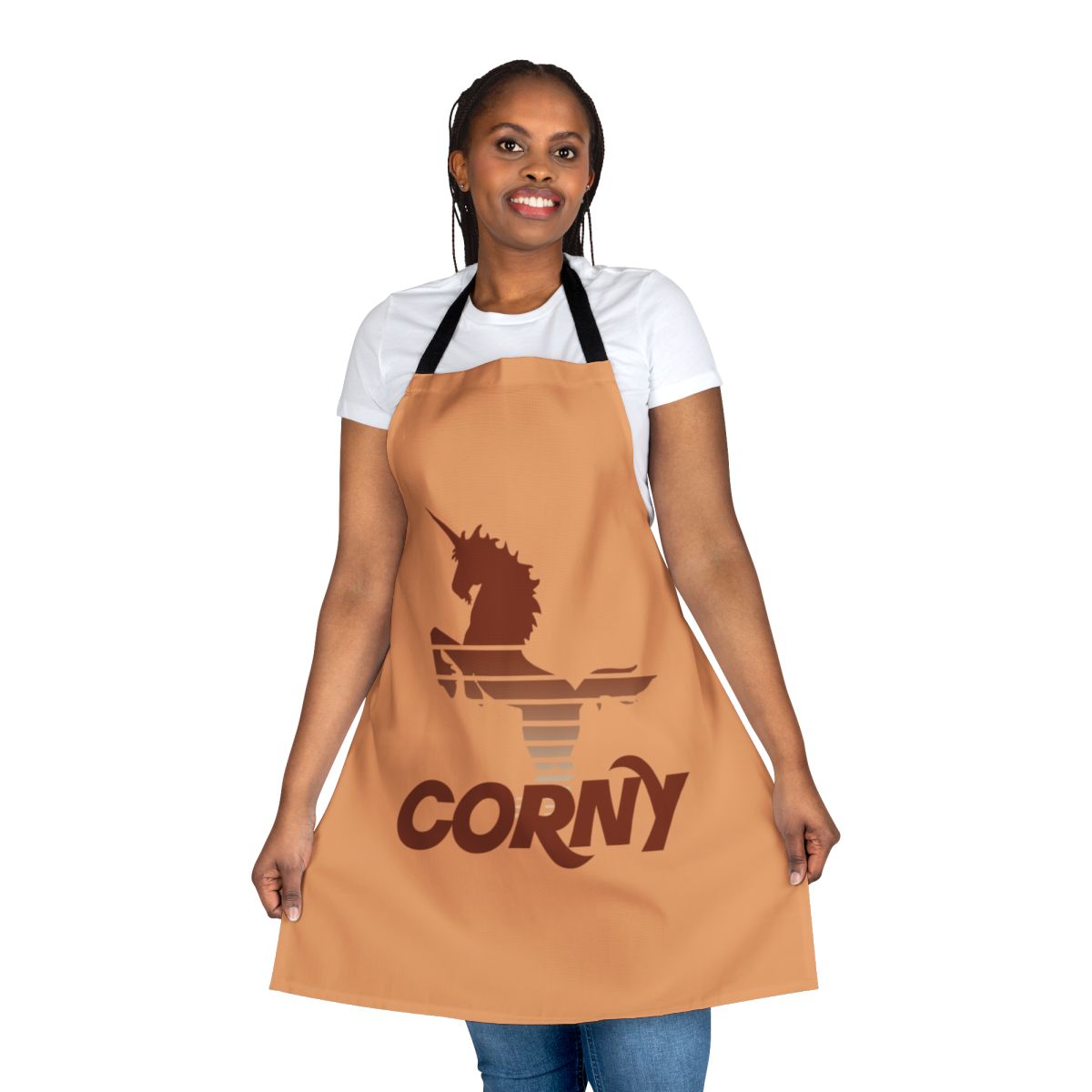 Vibrant unicorn-themed apron with retro 80s-inspired design