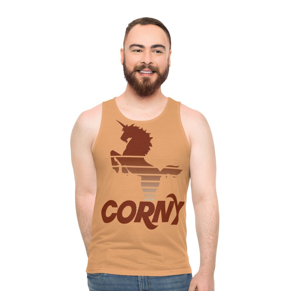 Retro unicorn corny unisex tank top