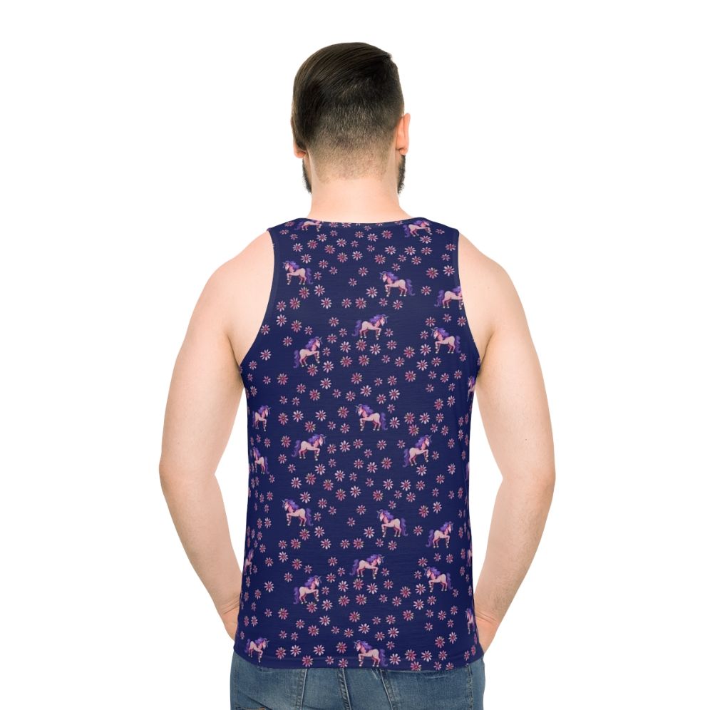 Retro unicorn flowers unisex tank top
