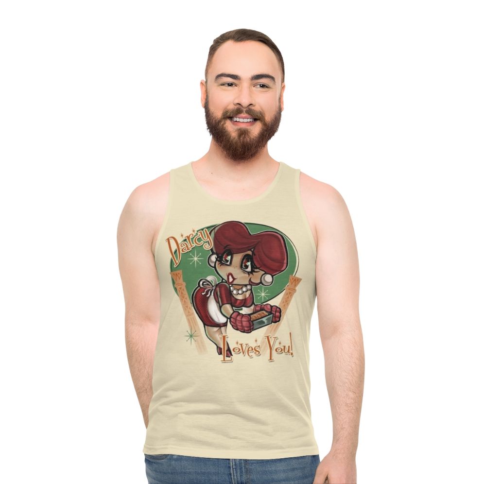 Unisex tank top with heart design in retro style