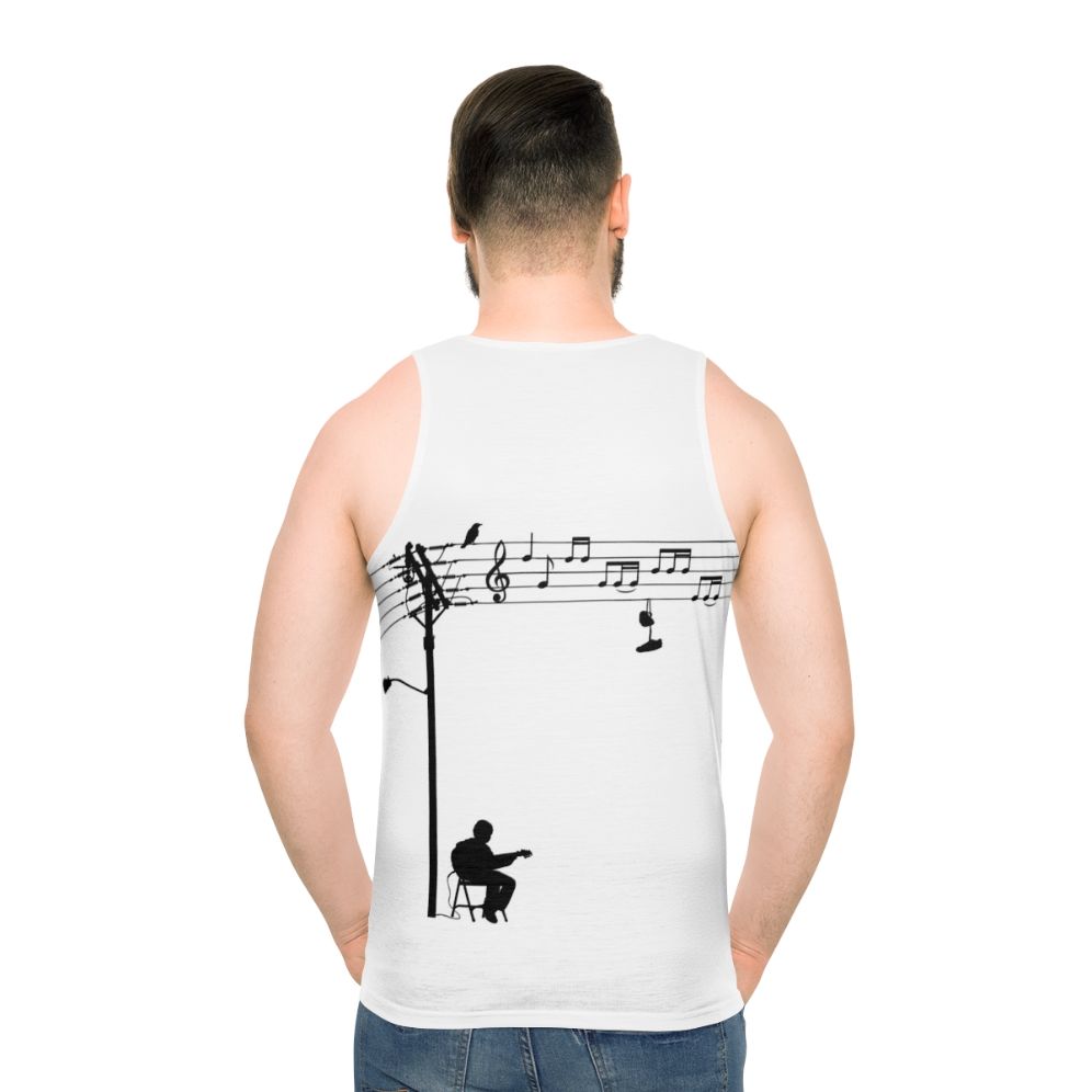 Retro unisex tank top with a funky music-inspired design