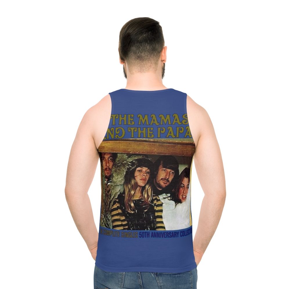 Retro unisex tank top with 60s music and California-inspired design