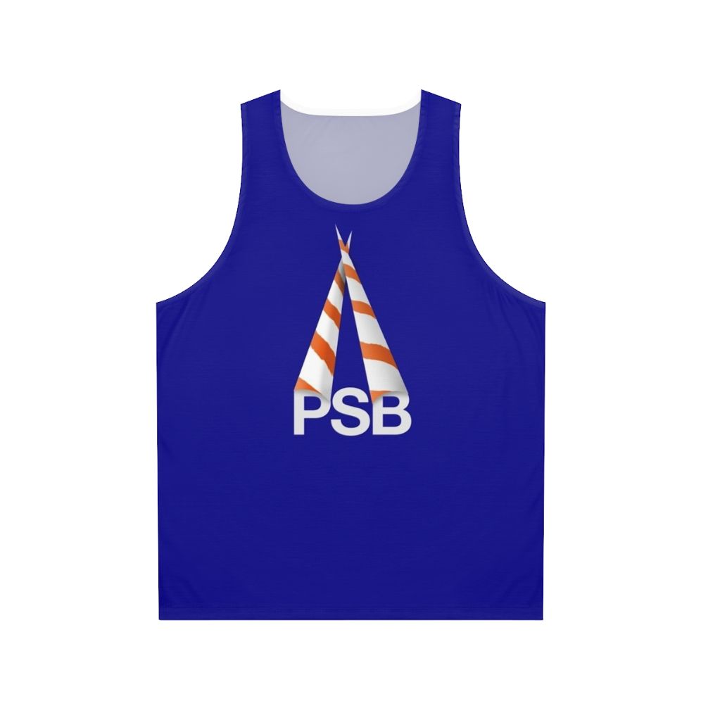 Retro unisex tank top with synth-pop and 1980s style design