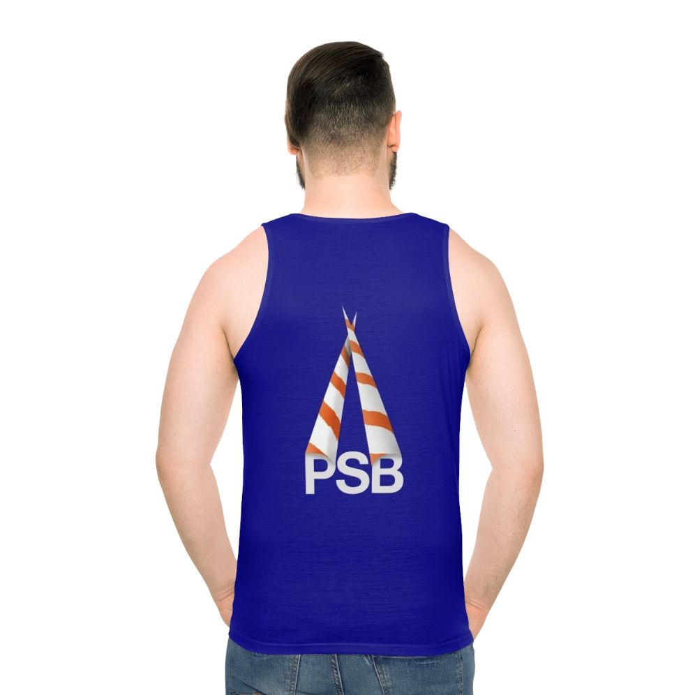 Retro unisex tank top with synth-pop and 1980s style design