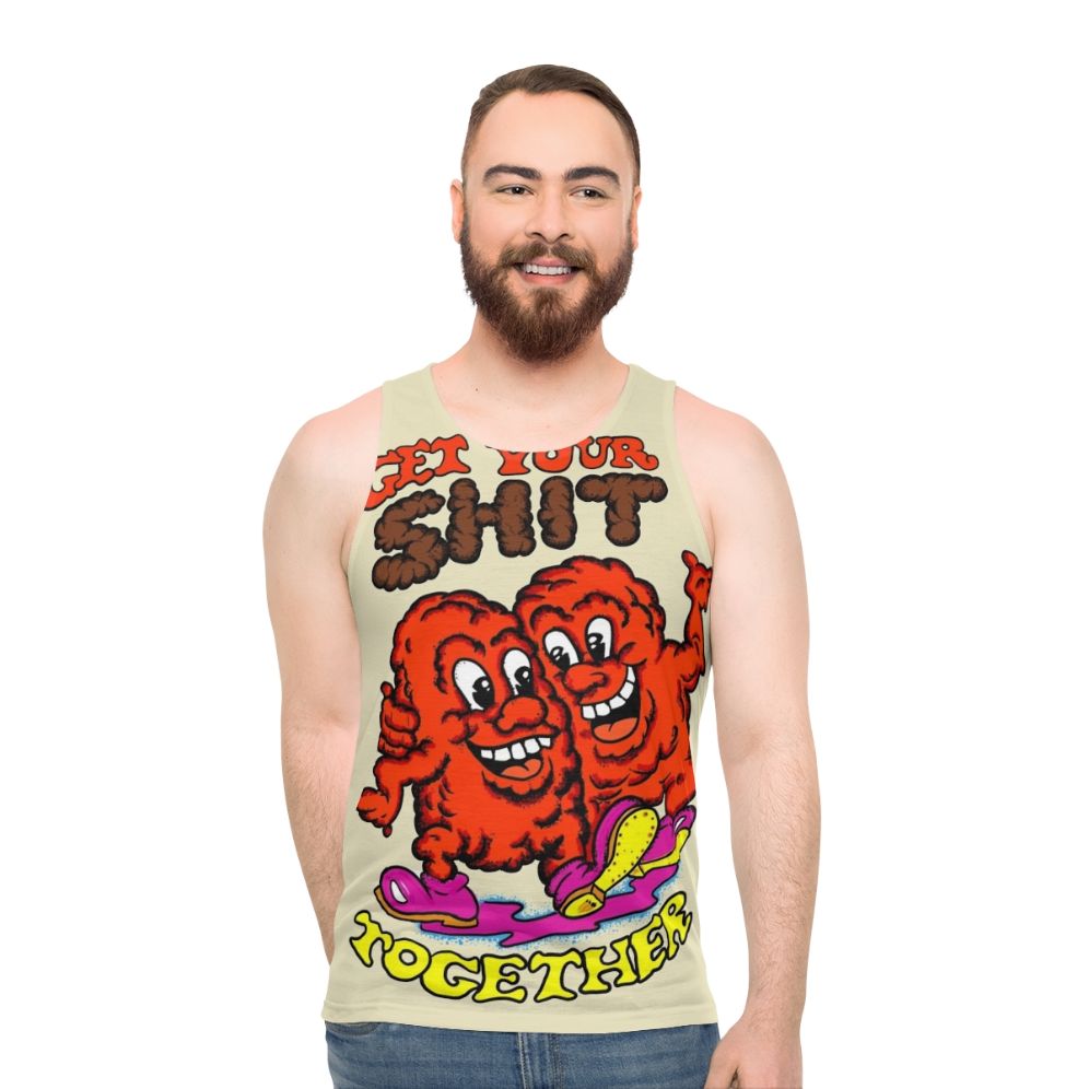 Retro-inspired unisex tank top with "Get Your Shit Together" text