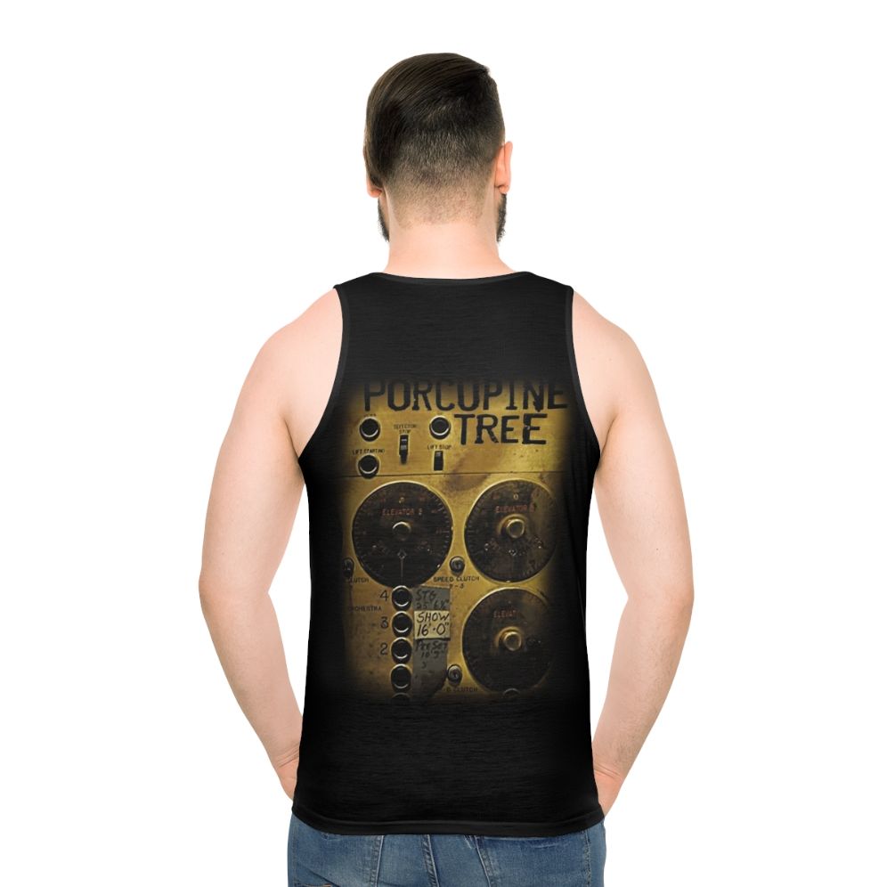 Retro unisex tank top with incidental machinery design