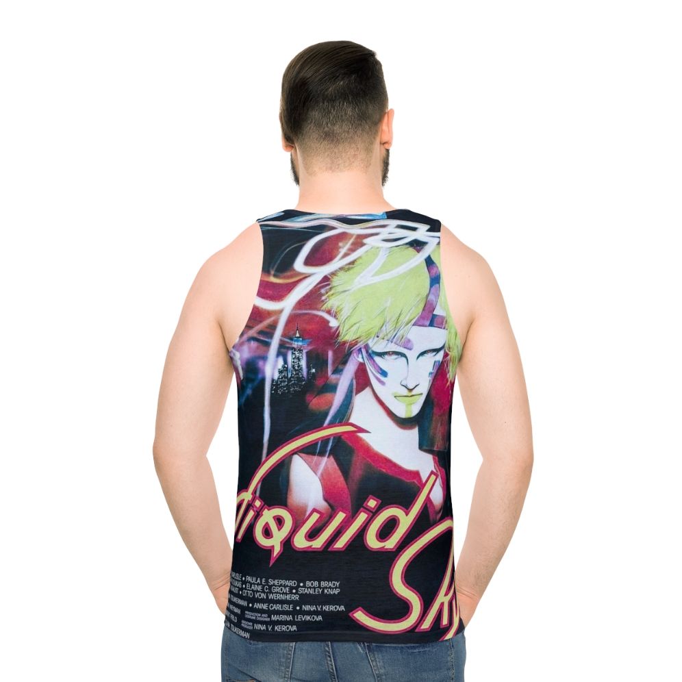 Retro unisex tank top featuring surreal art inspired by the 80s cult classic film "Liquid Sky"
