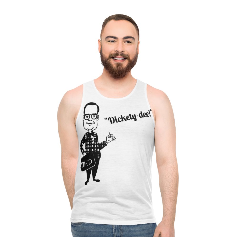 Retro unisex tank top with Mr Delicious Dickety Dee design