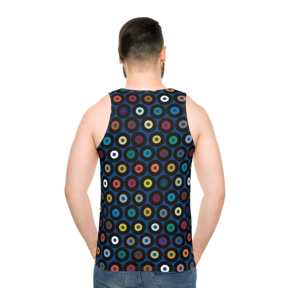 Retro unisex tank top with multicolor graphic design