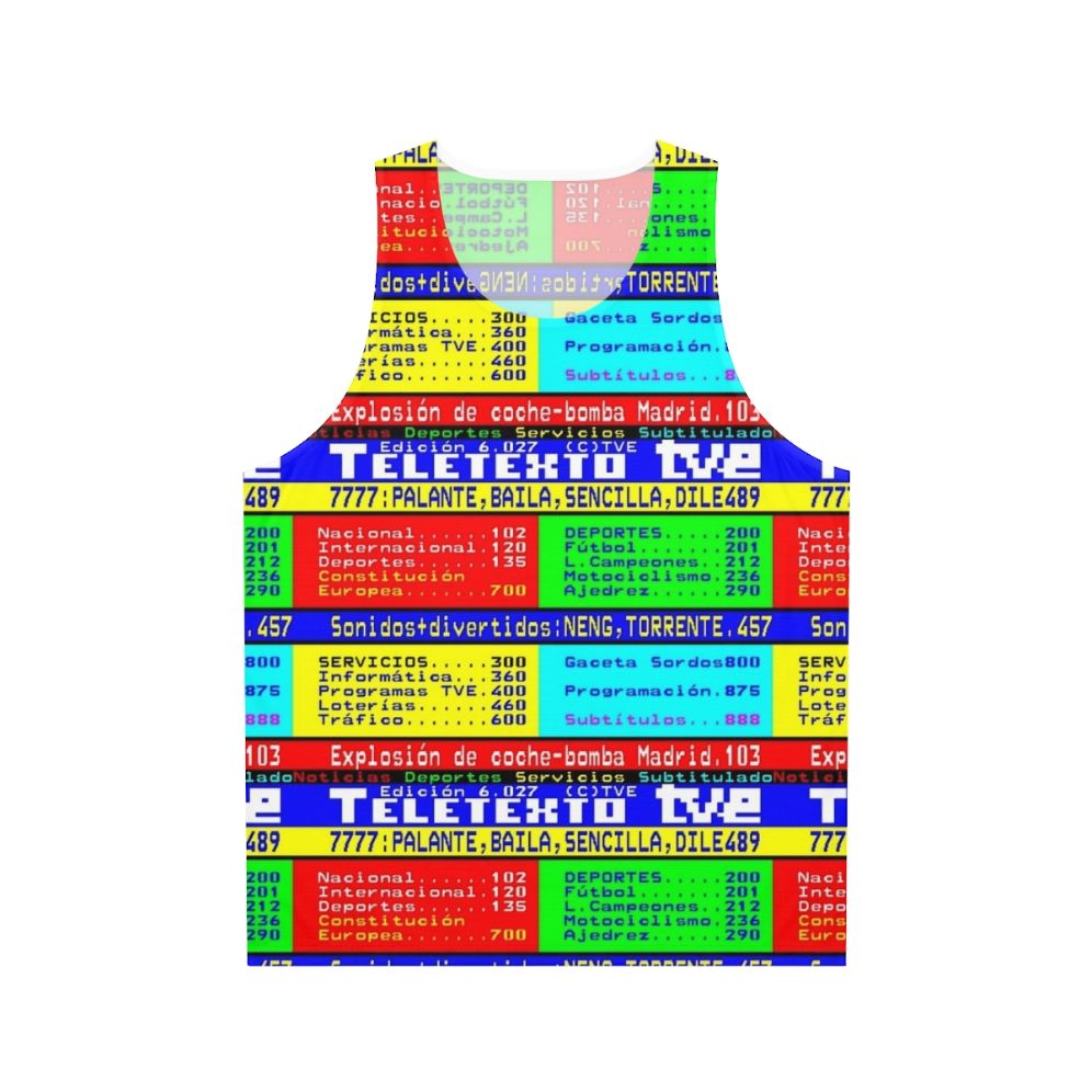 Unisex tank top with retro teletext pixel art design